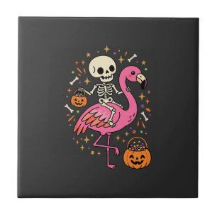 Halloween Flamingo Skelett Candy Eimer Vektor De Fliese