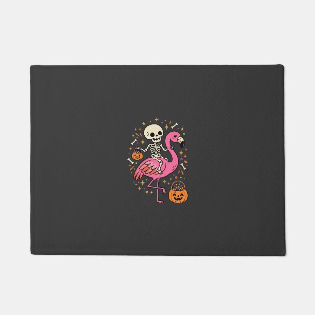 Halloween Flamingo Skelett Candy Eimer Vektor De Fußmatte (Vorderseite)
