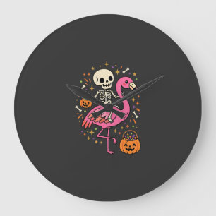 Halloween Flamingo Skelett Candy Eimer Vektor De Große Wanduhr