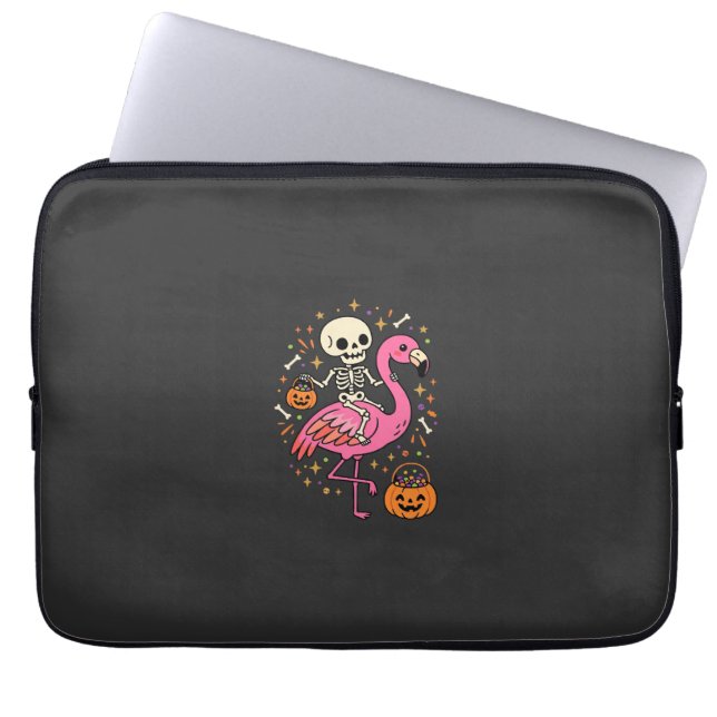 Halloween Flamingo Skelett Candy Eimer Vektor De Laptopschutzhülle (Vorderseite)