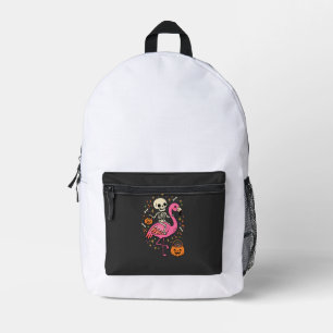 Halloween Flamingo Skelett Süßigkeiten Eimer Vekto Bedruckter Rucksack
