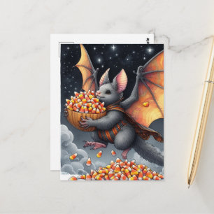 Halloween-Fledermaus-Fliegendes Eichhörnchen-Hybri Postkarte