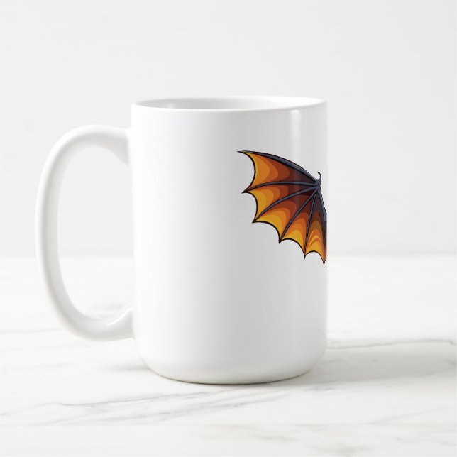 Halloween-Fledermaus fliegt Kaffeetasse (Links)