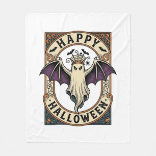 Halloween-Fledermaus-Geist Vintage-Stich-Shirt_1 Fleecedecke