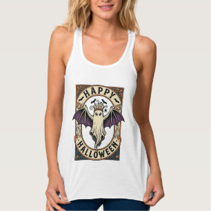 Halloween-Fledermaus-Geist Vintage-Stich-Shirt_1 Tank Top