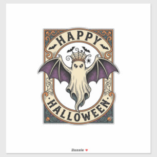 Halloween-Fledermaus-Geist Vintage-Stickerei-Shirt Aufkleber