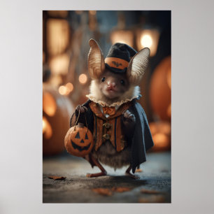 Halloween-Fledermaus-Kunstposter Whimsical Kostüm, Poster