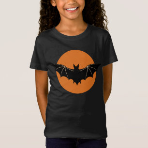 Halloween-Fledermaus mit orangefarbenem Vollmond, T-Shirt