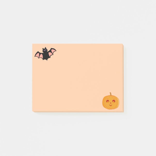 Halloween-Fledermaus und Kürbis Post-it Klebezettel (Vorderseite)