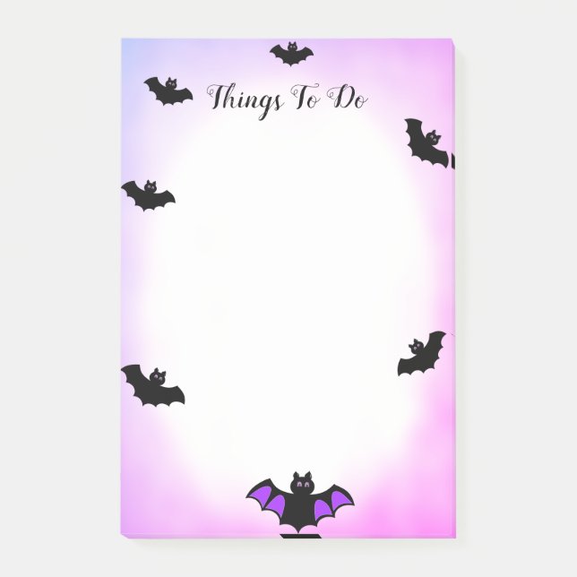 Halloween-Fledermäuse auf lila & weißen Dingen zu  Post-it Klebezettel (Vorderseite)