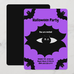 Halloween-Fledermäuse auf Ultra Violett Einladung