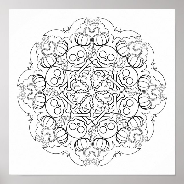 Halloween-Fledermäuse, Gespenster, Schädel und meh Poster (Vorne)