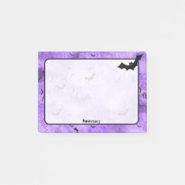 Halloween-Fledermäuse Ihr Name auf Lila Grunge Post-it Klebezettel