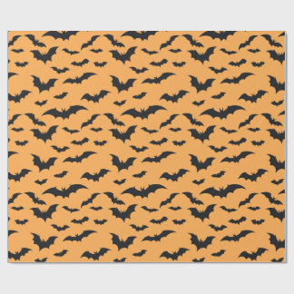Halloween-Fledermäuse im orangen Hintergrund Geschenkpapier