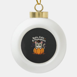 Halloween Fledermäuse Katzen und Kürbisse Süße Kät Keramik Kugel-Ornament