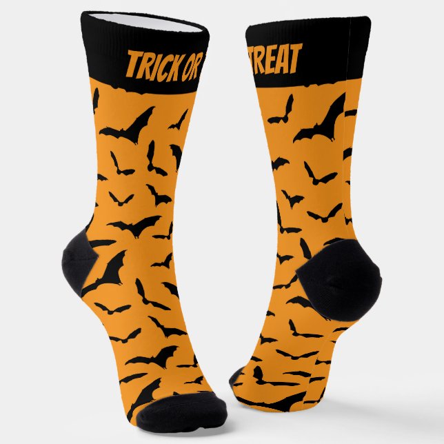 Halloween-Fledermäuse - Orange und Schwarzer Benut Socken (Gewinkelt)