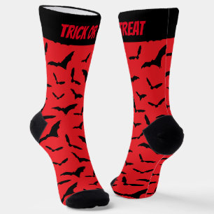 Halloween Fledermäuse Rot und Schwarz Trick oder T Socken