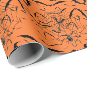 Halloween-Fledermäuse und Spinnen Geschenkpapier