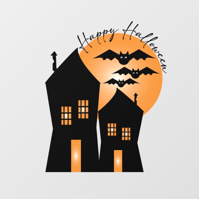 Halloween, Fledermäuse und Spooky Houses Fensteraufkleber (Blatt)
