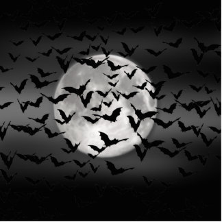 Halloween-Fledermäuse und Vollmond Freistehende Fotoskulptur
