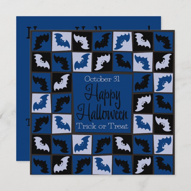 Halloween-Fledermausmosaik Einladung (Vorne/Hinten)