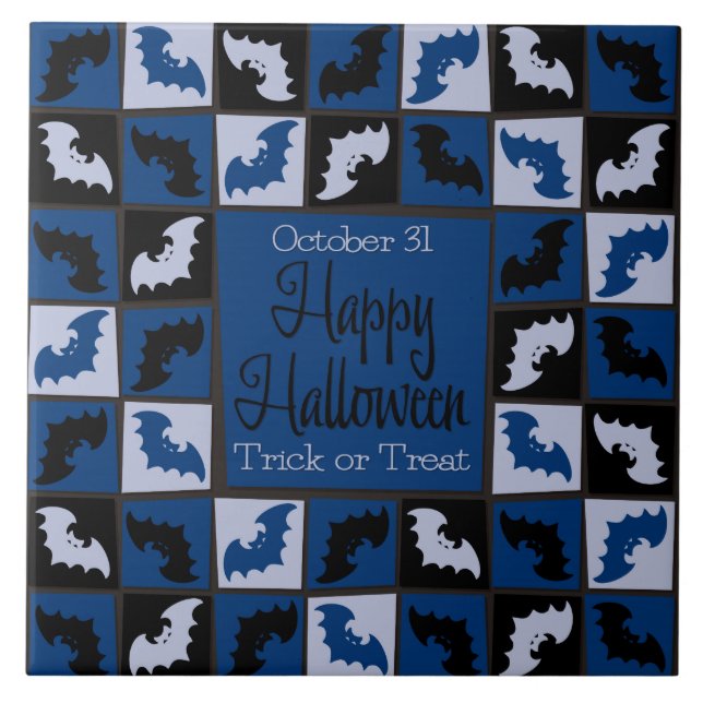 Halloween-Fledermausmosaik Fliese (Vorderseite)