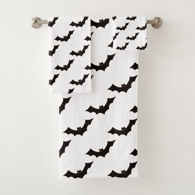 Halloween, Fledermausmuster, Trick oder Trete, Boo Badhandtuch Set (Insitu)