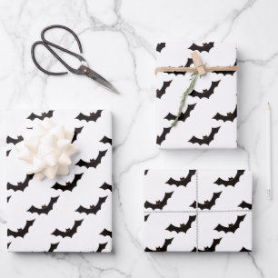 Halloween, Fledermausmuster, Trick oder Trete, Boo Geschenkpapier Set