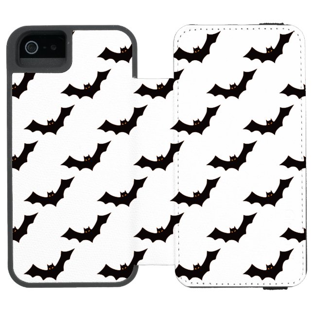 Halloween, Fledermausmuster, Trick oder Trete, Boo Incipio iPhone Geldbeutel-Hülle (Folio Geöffnet)