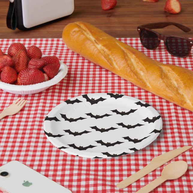 Halloween, Fledermausmuster, Trick oder Trete, Boo Pappteller (Picknick)