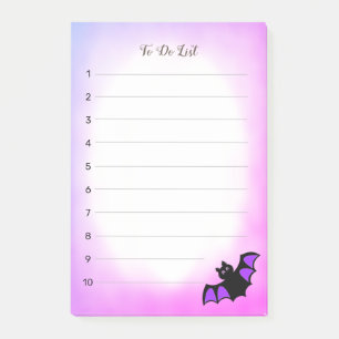 Halloween fliegende Fledermaus auf lila & weißer T Post-it Klebezettel