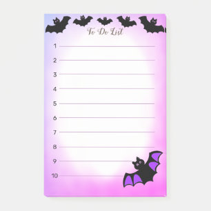 Halloween fliegende Fledermäuse auf lila & weißer  Post-it Klebezettel