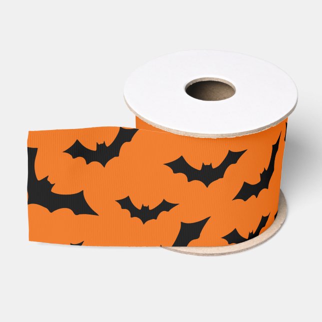 Halloween fliegende Fledermäuse Design, orange Fle Ripsband (Spule)
