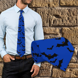 Halloween Fliegende Fledermäuse Nacht Blau Novelty Krawatte