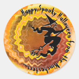Halloween fliegender Hexenzaubertext-Gewohnheitssp Runder Aufkleber