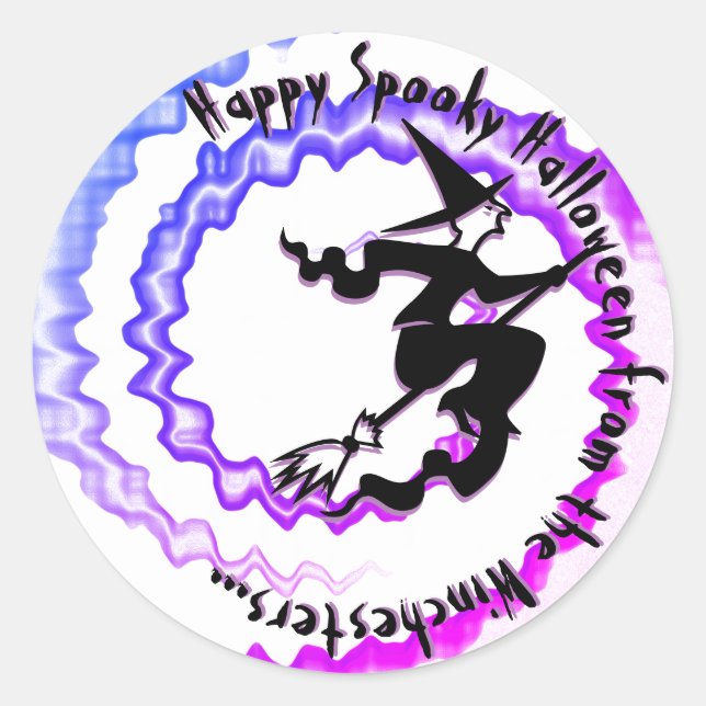 Halloween fliegender Zaubertext Runder Aufkleber (Vorderseite)