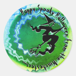 Halloween fliegender Zaubertext Spaß Runder Aufkleber