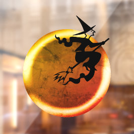 Halloween Fliegenwitz auf goldener Vollmondspauke Fensteraufkleber