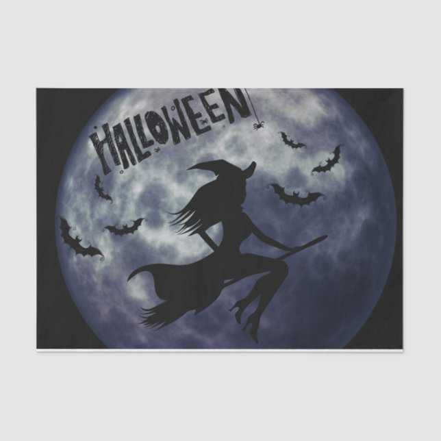 Halloween Fliegenwitze mit Vollmond Seidenpapier (Vorderseite)
