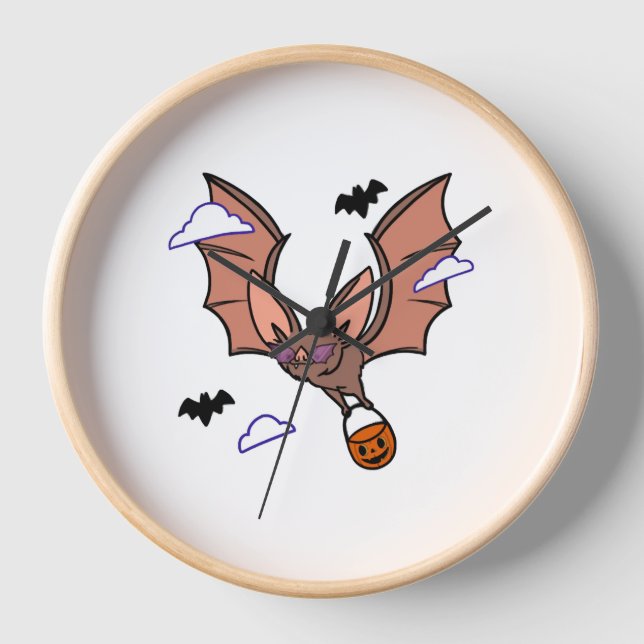 Halloween-Flieger niedlich Uhr (Vorderseite)