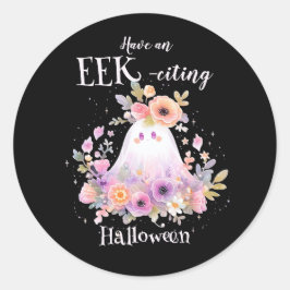 Halloween Floral Ghost Runder Aufkleber