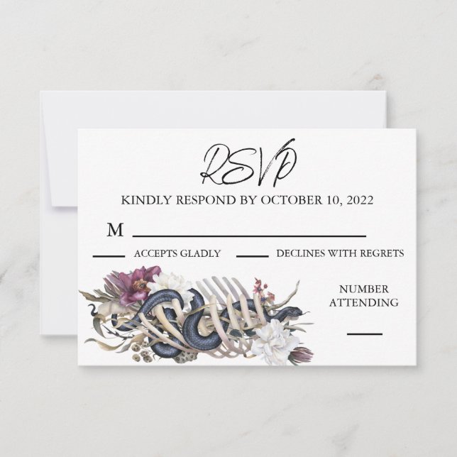 Halloween Floral Herbst Wasserfarbe Spooky RSVP Karte (Vorderseite)