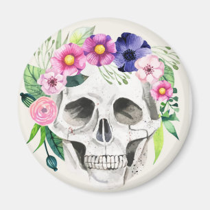 Halloween Floral Sugar Skull Magnet
