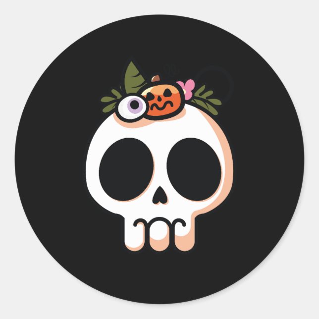 Halloween Floral Sugar Skull Runder Aufkleber (Vorderseite)