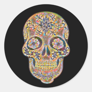 Halloween Floral Sugar Skull Runder Aufkleber