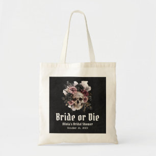 Halloween Floraler Totenkopf Braut oder Stirb Brau Tragetasche