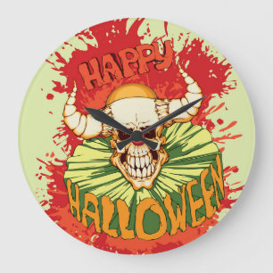 Halloween-Flyer: diabolisches Clown-Thema Große Wanduhr