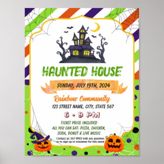 Halloween-Flyer-Plakatvorlage für Spuk Häuser Poster