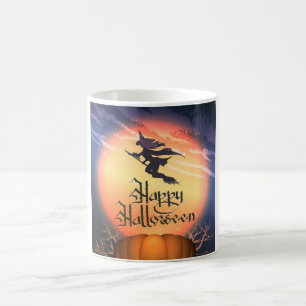 Halloween Flying Hexe Broom Pumpkin Coffee Tasse