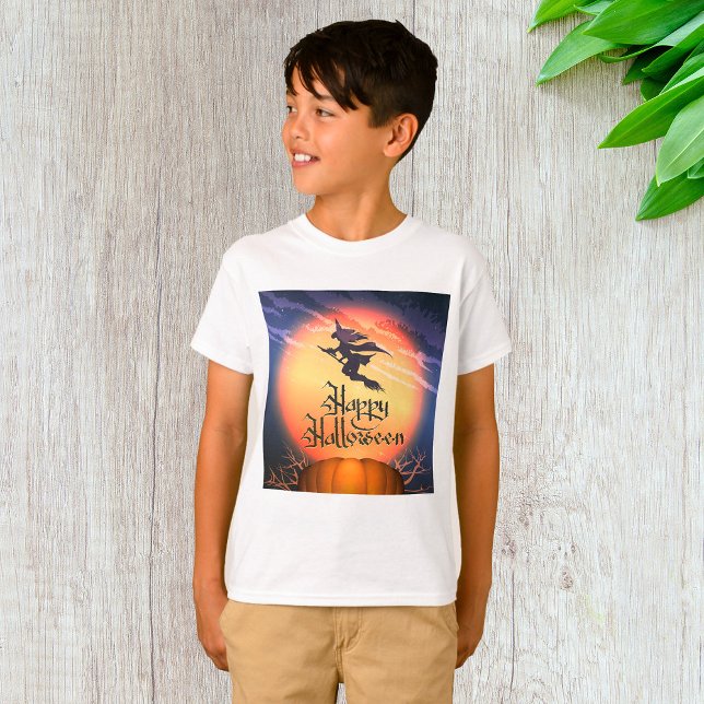 Halloween Flying Hexe Broom Pumpkin T - Shirt (Von Creator hochgeladen)